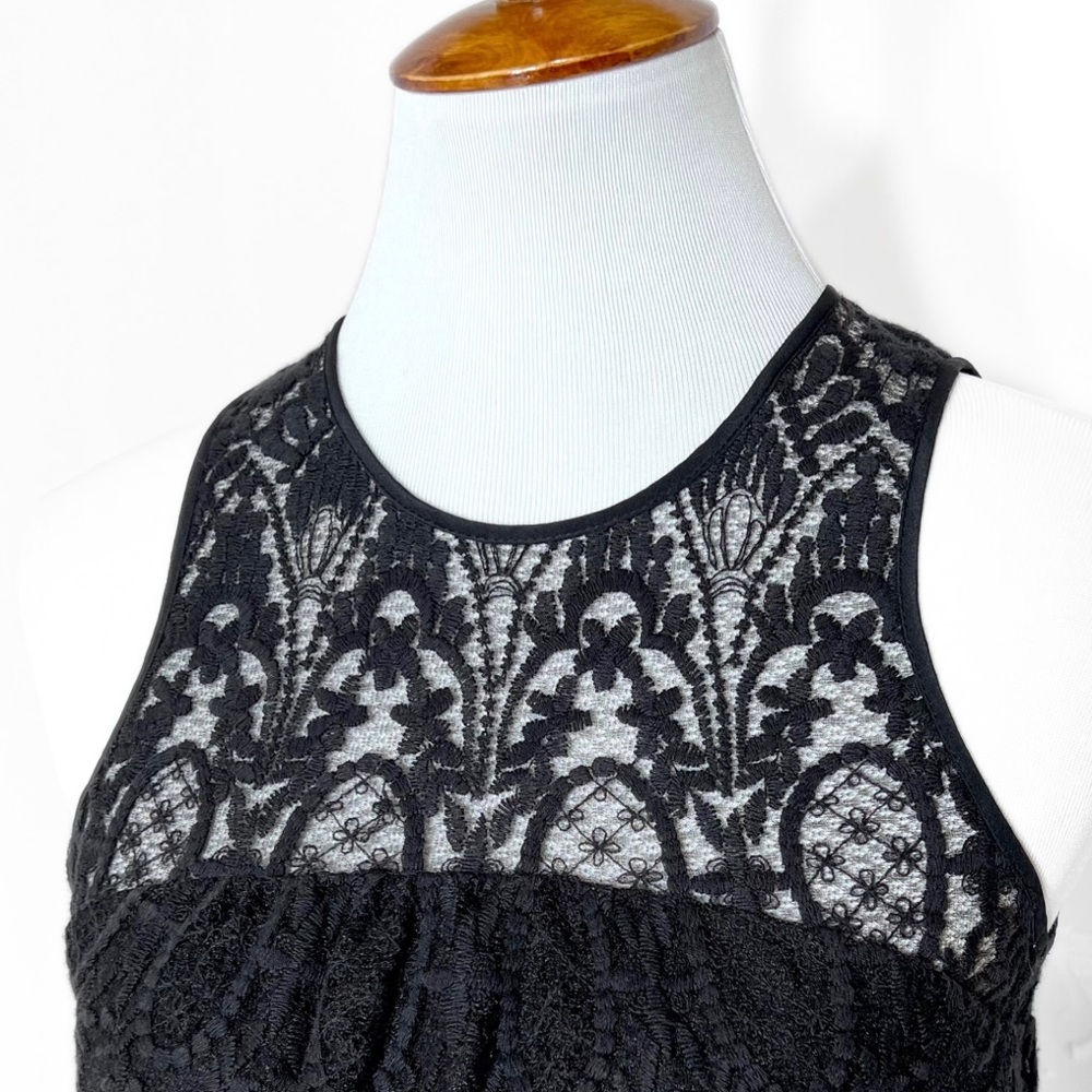 Joie Black Floral Scroll Lace Sleeveless LBD Sheath Mini Cocktail Dress - Picture 8 of 14